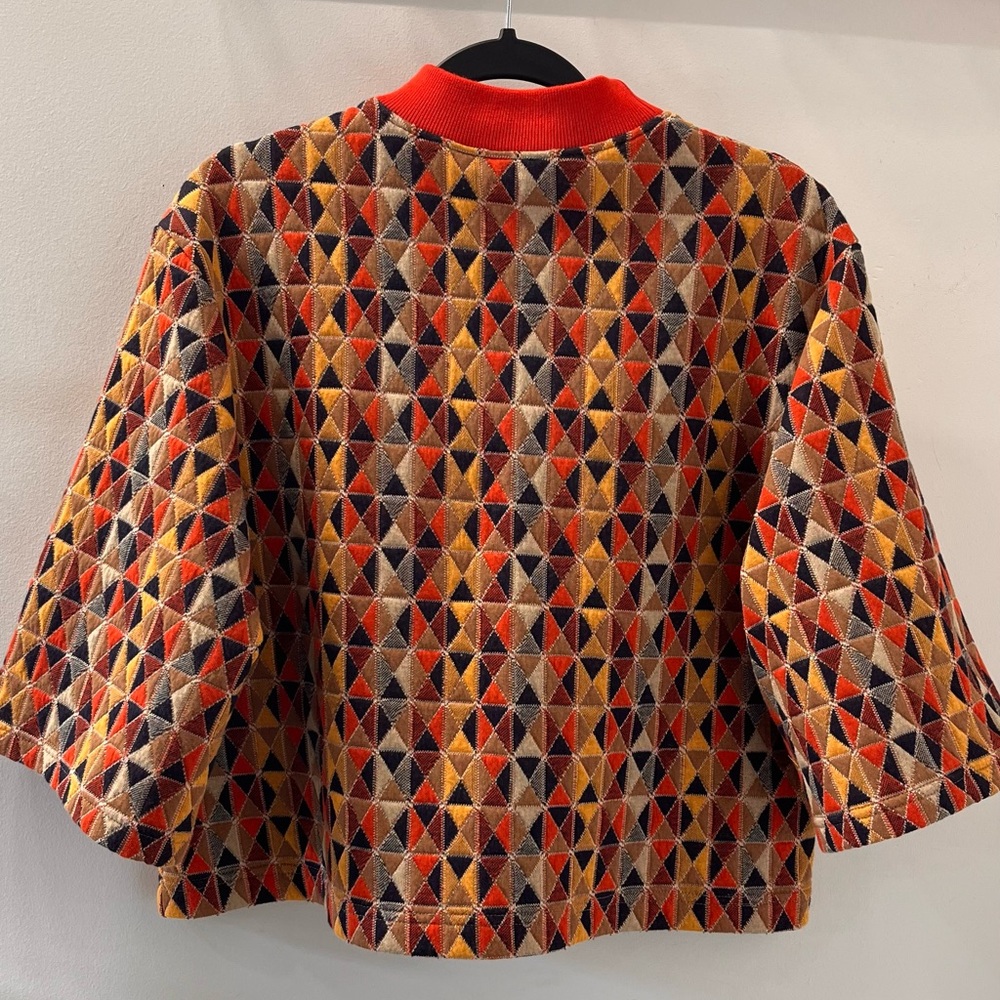 Gucci Multi-Color Geometric Knit Top with Red Collar - Picture 2 of 10